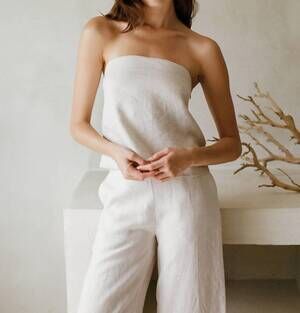 NEW BY TOGETHER elastic back tube top in linen